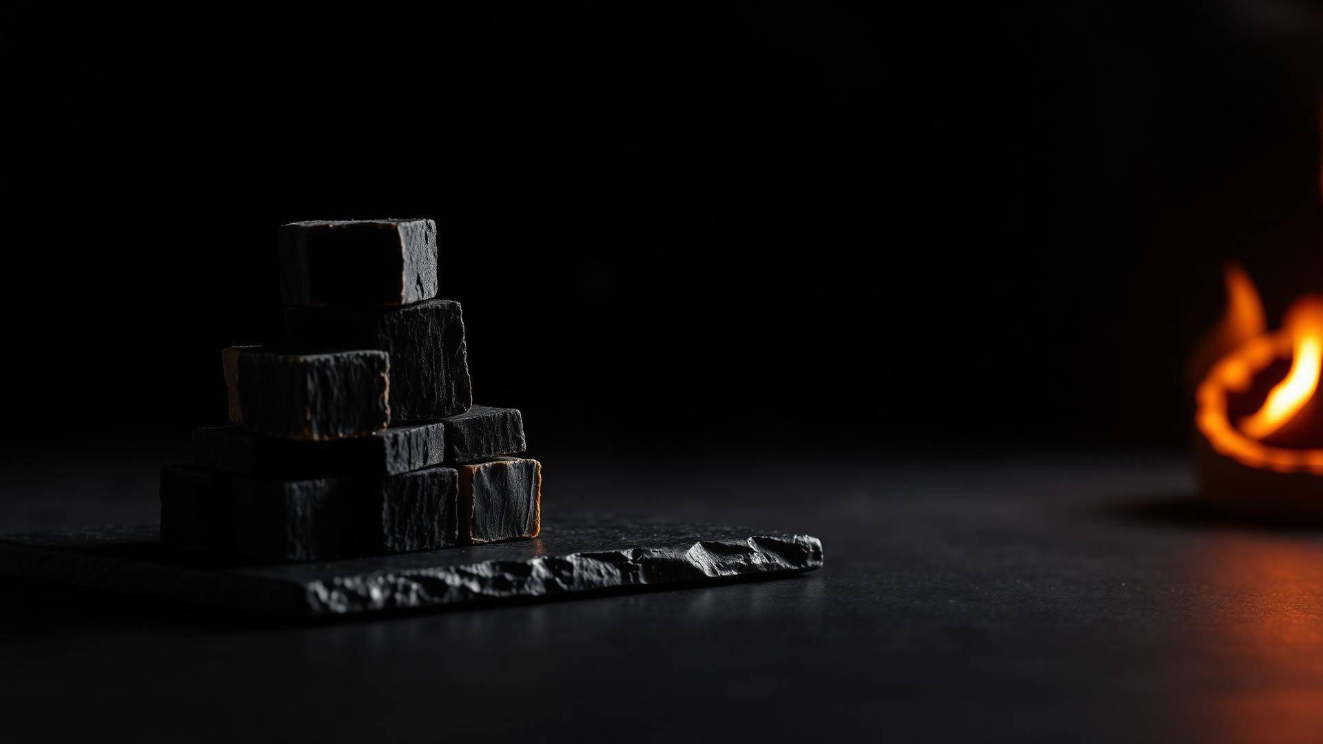 Irfaz coconut charcoal tablets on dark stone