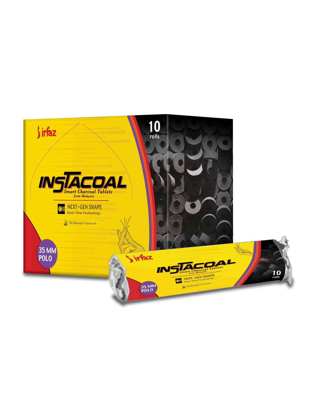 Irfaz Quick Lite Charcoal-35mm Polo Charcoal hookah flavour pack