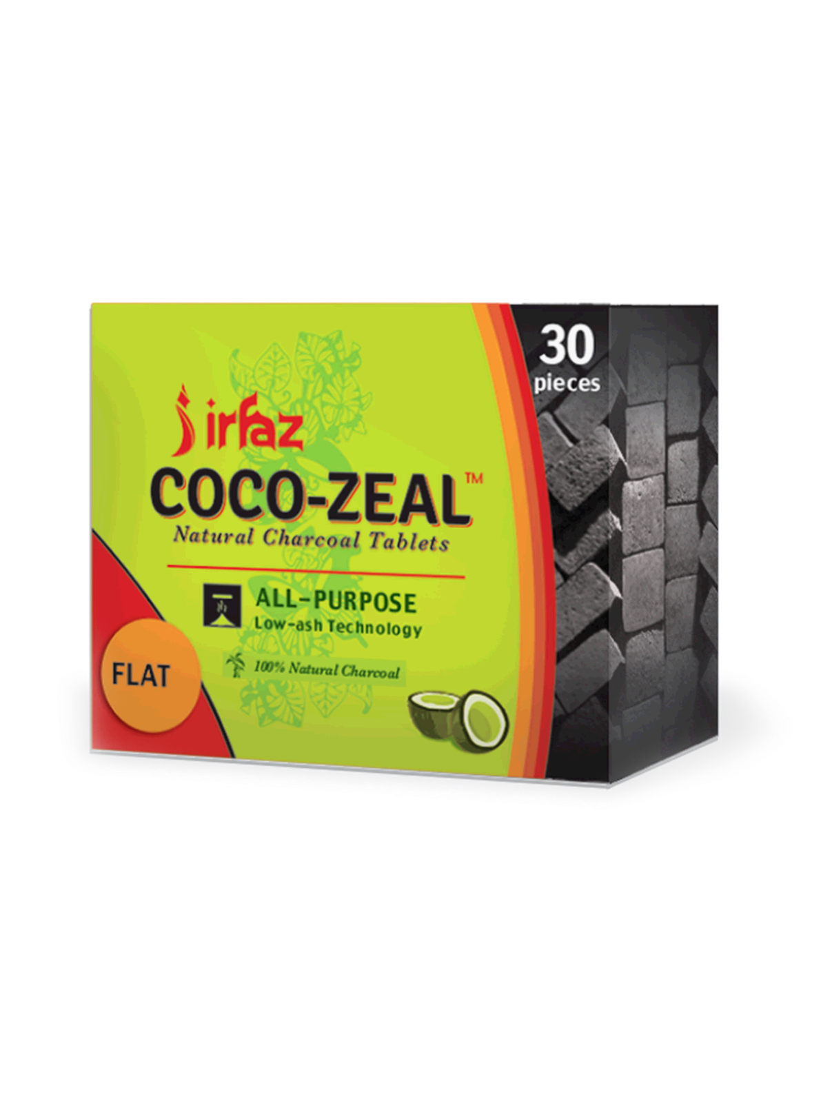 Irfaz Cocozeal Charcoal – 250 GMS Flat hookah flavour pack